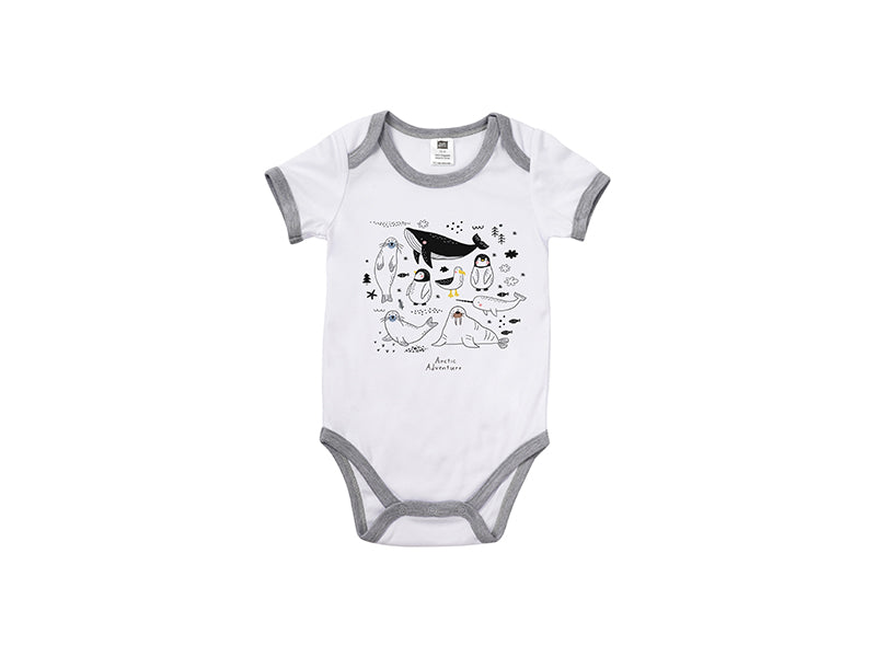 BEBECRECE BLANCO SUBLIMABLE TACTO ALGODON CON BORDE GRIS 100% POLIESTER