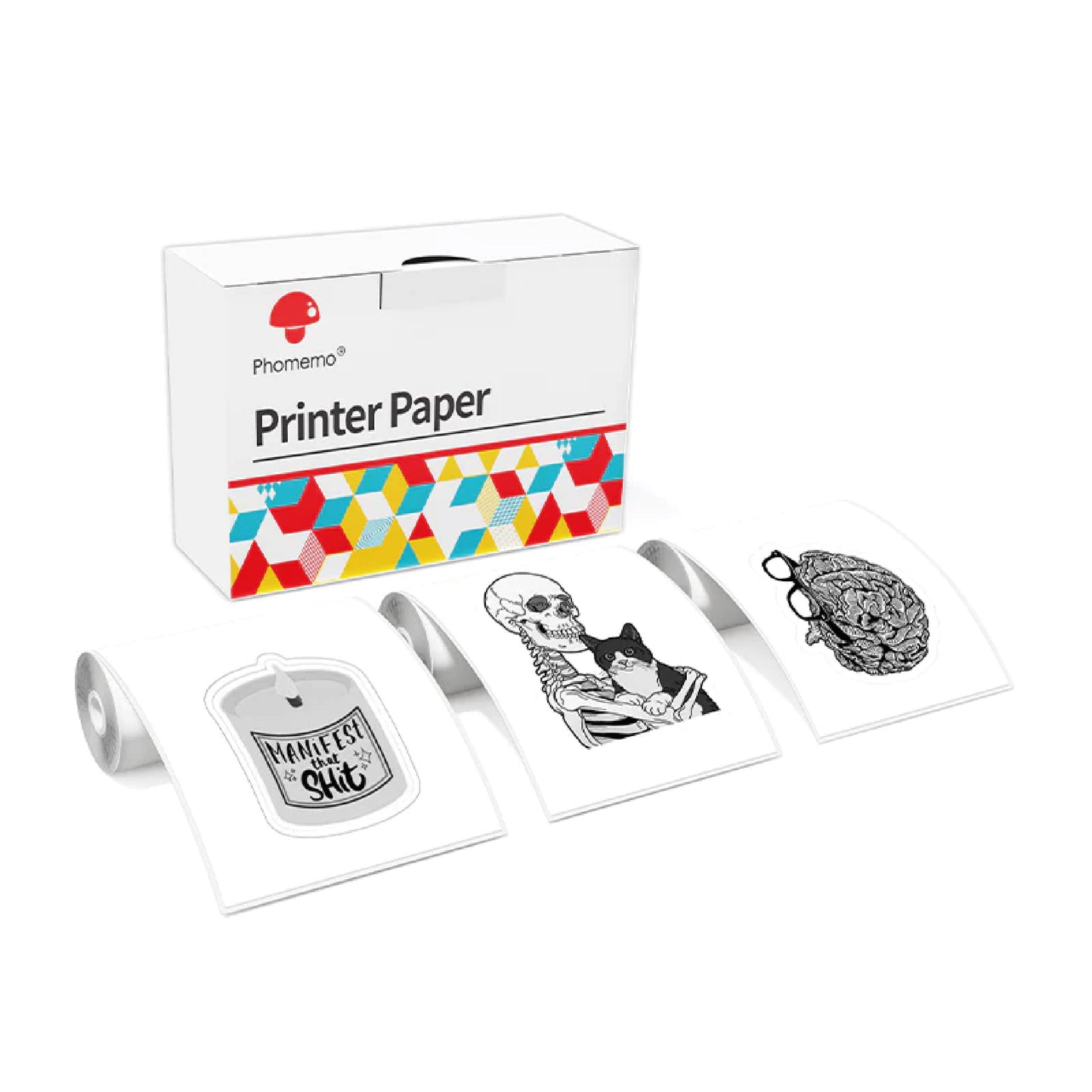 TRES ROLLOS DE PAPEL BLANCO ADHESIVO 53mmX6.5m PARA PHOMEMO T02