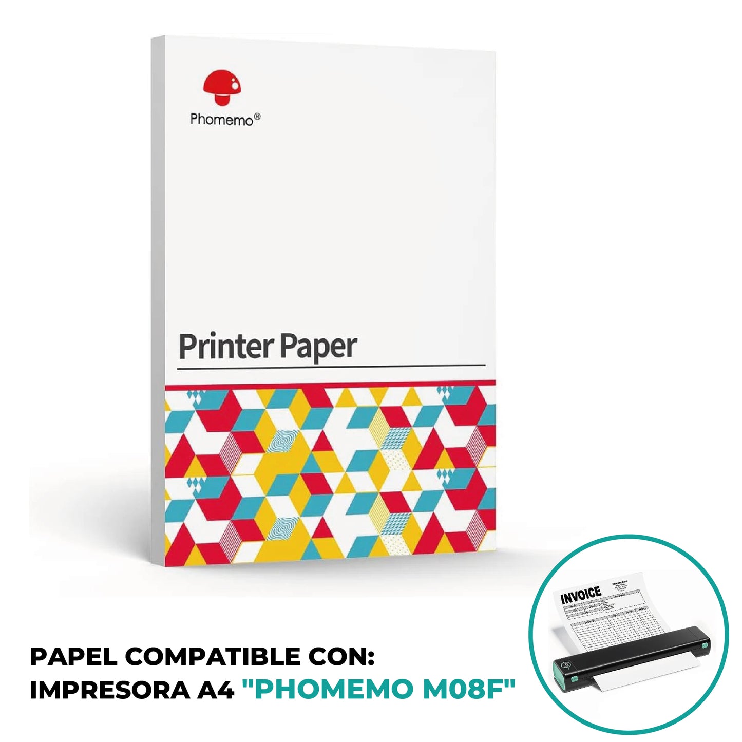 RESMA DE PAPEL TÉRMICO A4 PARA PHOMEMO M08F