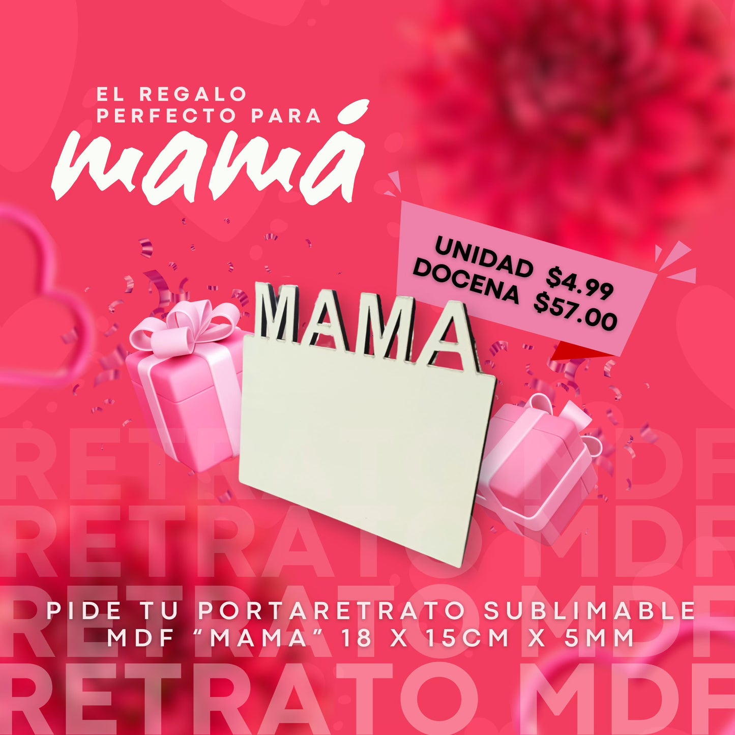 PORTARETRATO MDF MAMÁ SUBLIMABLE