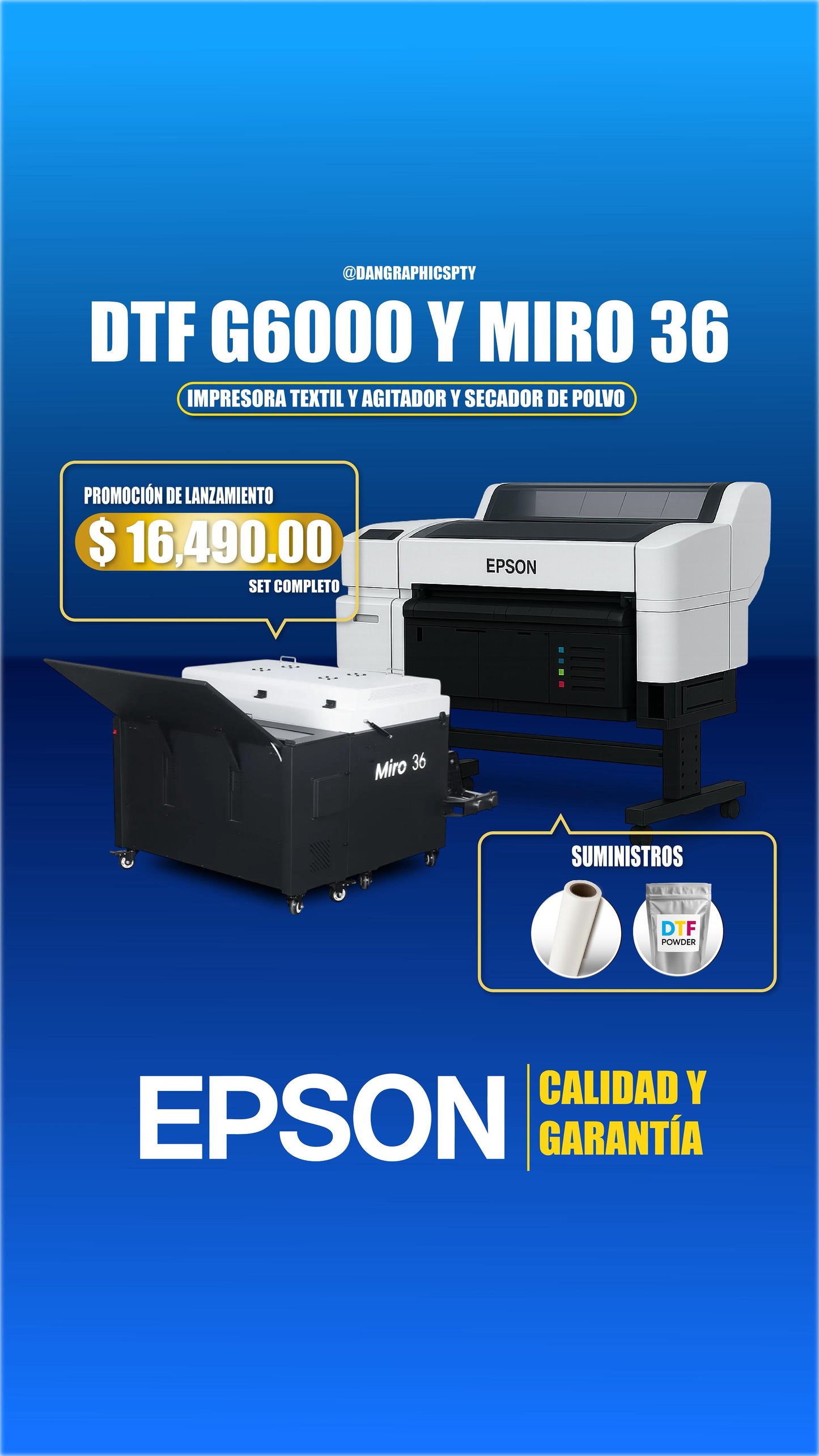 COMBO DE IMPRESORAS DTF G6000 Y MIRO 36