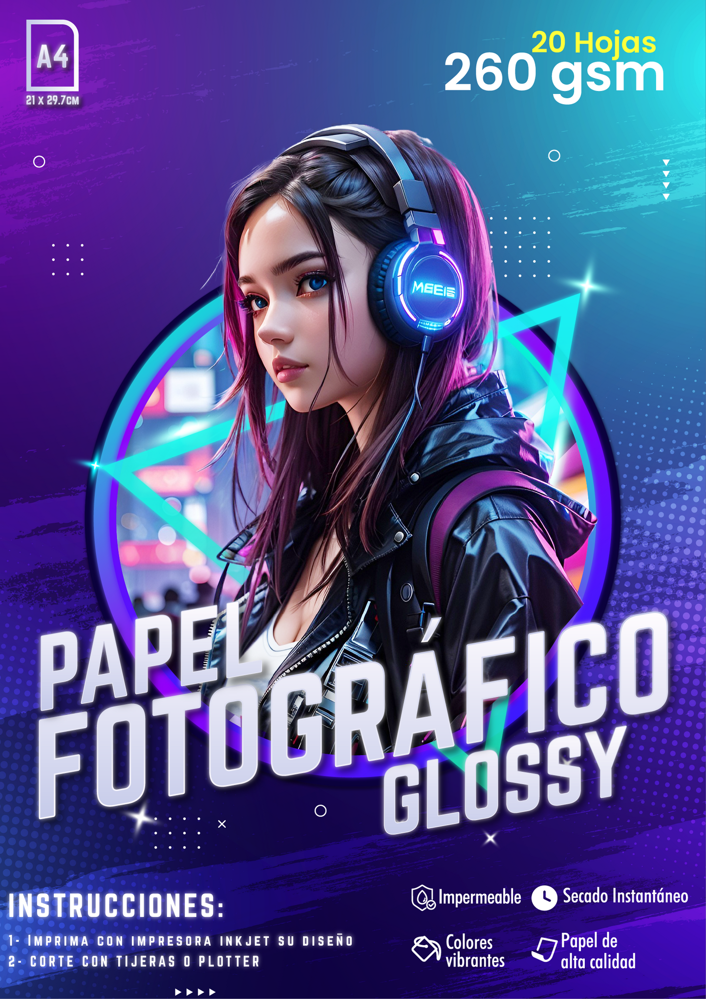 PAPEL FOTOGRÁFICO GLOSSY A4 (NO ADHESIVO)