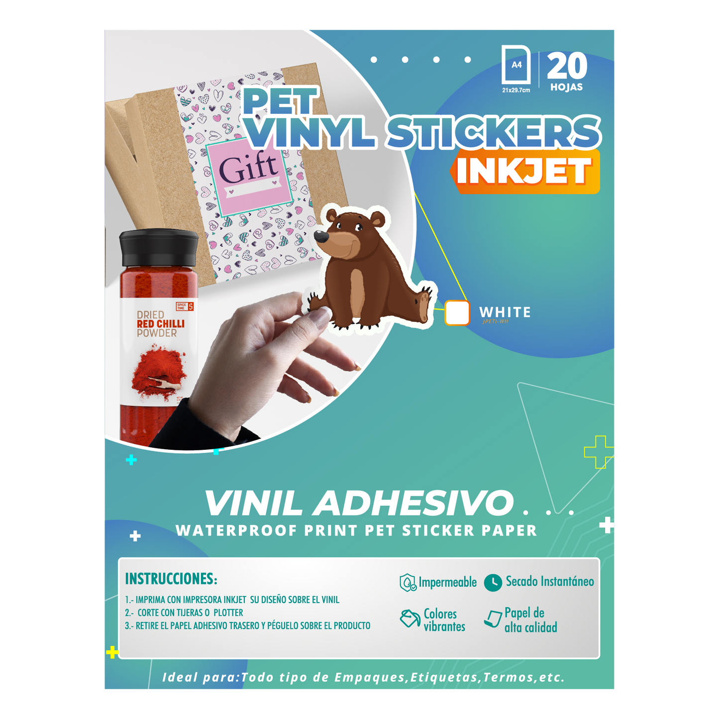 VINIL ADHESIVO PET STICKER IMPRIMIBLE (INKJET)