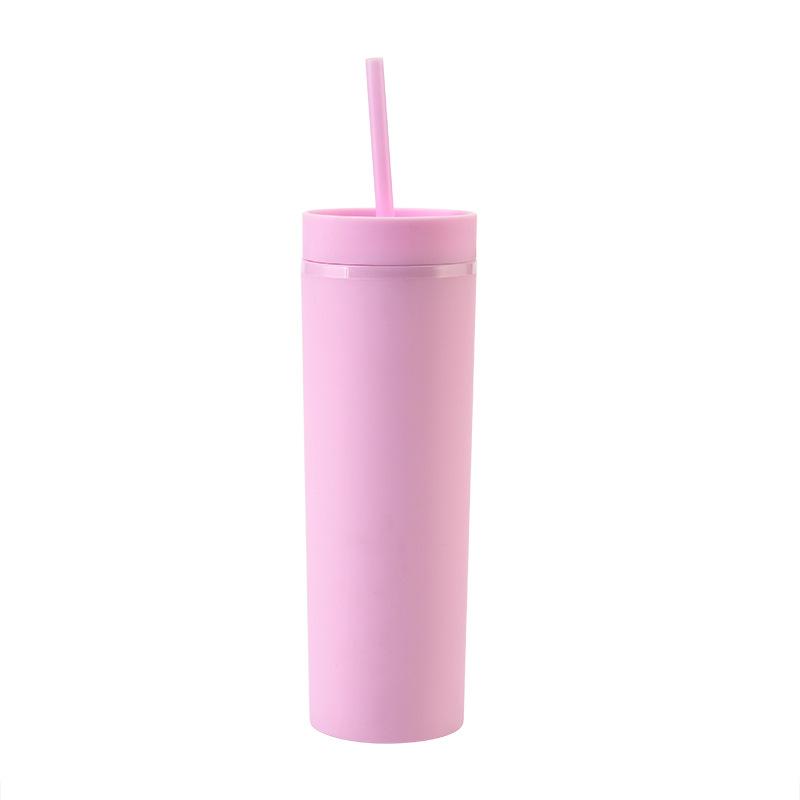 SKINNY TUMBLER MATTE DE PLÁSTICO CON POPOTE 16oz