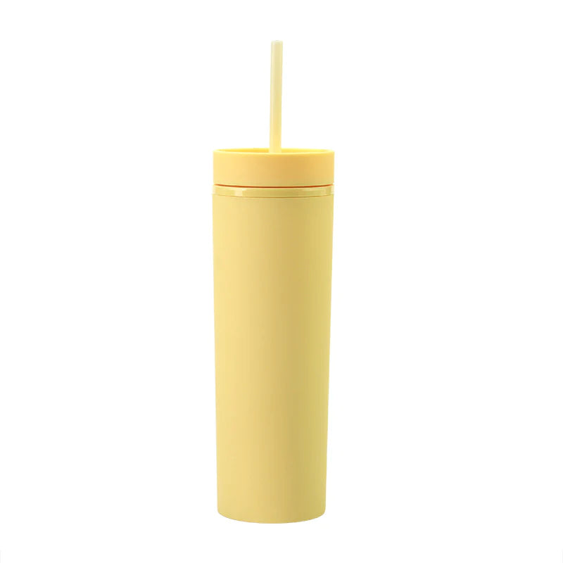 SKINNY TUMBLER MATTE DE PLÁSTICO CON POPOTE 16oz