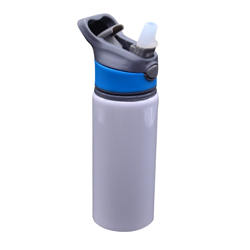 BOTELLA BLANCA DE ALUMINIO "RING W150" DEPORTIVA CON DOBLE BOTÓN 600ml SUBLIMABLE