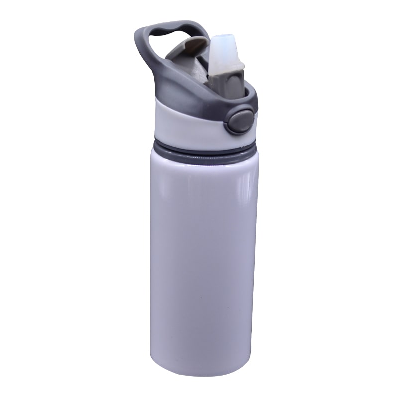 BOTELLA BLANCA DE ALUMINIO "RING W150" DEPORTIVA CON DOBLE BOTÓN 600ml SUBLIMABLE