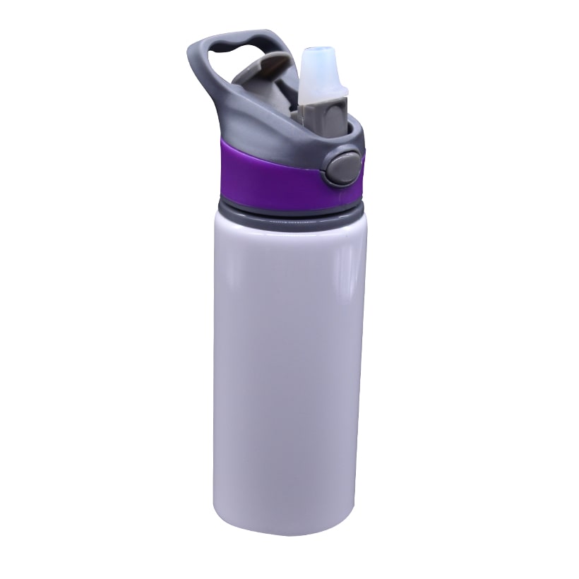 BOTELLA BLANCA DE ALUMINIO "RING W150" DEPORTIVA CON DOBLE BOTÓN 600ml SUBLIMABLE