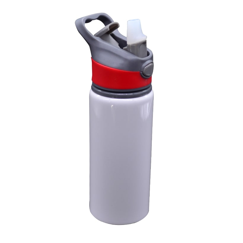 BOTELLA BLANCA DE ALUMINIO "RING W150" DEPORTIVA CON DOBLE BOTÓN 600ml SUBLIMABLE