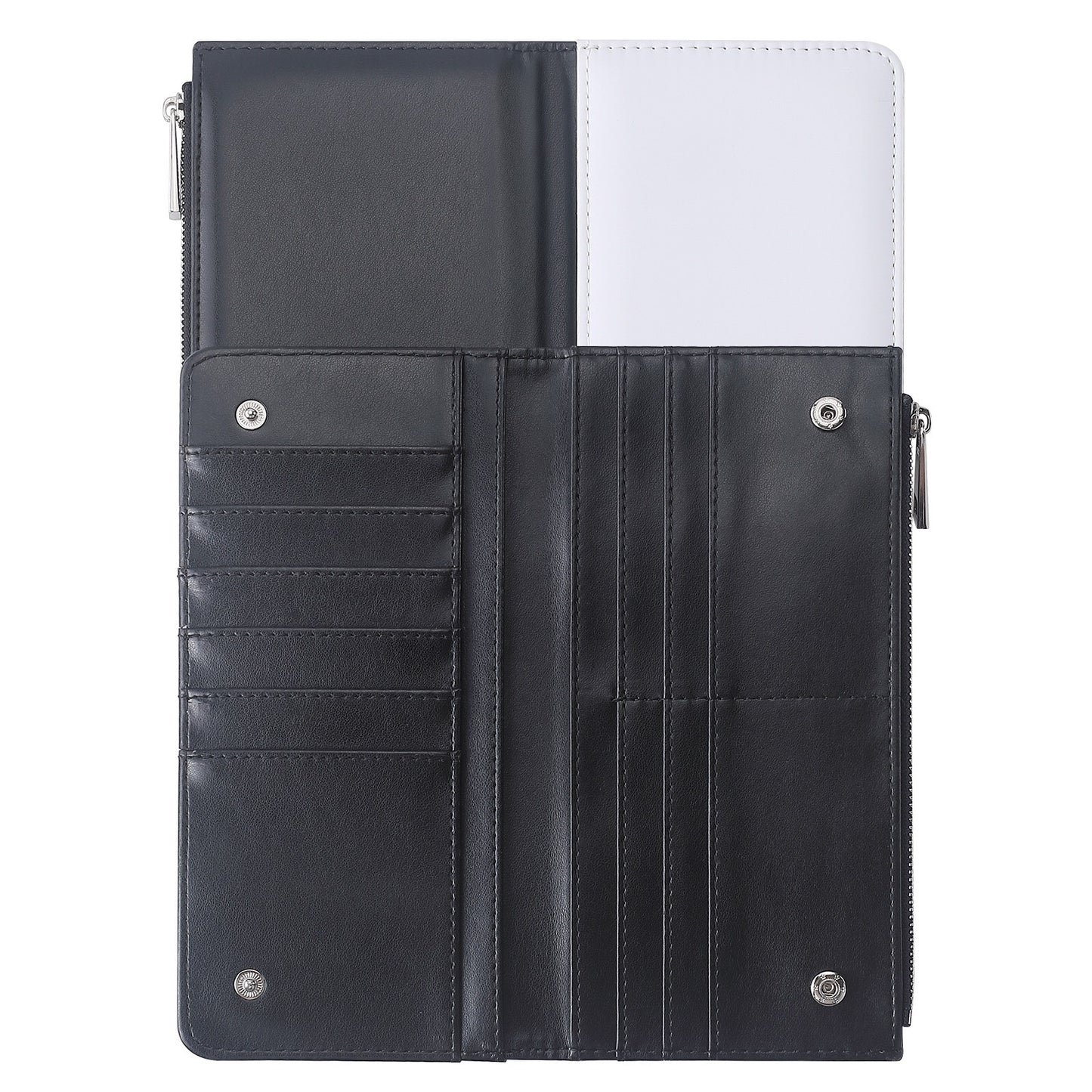 BILLETERA DAMA LARGA DE CUERO PU NEGRO 19.1x10cm SUBLIMABLE