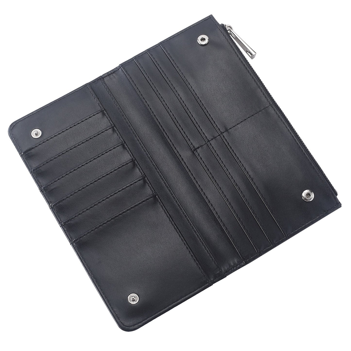 BILLETERA DAMA LARGA DE CUERO PU NEGRO 19.1x10cm SUBLIMABLE