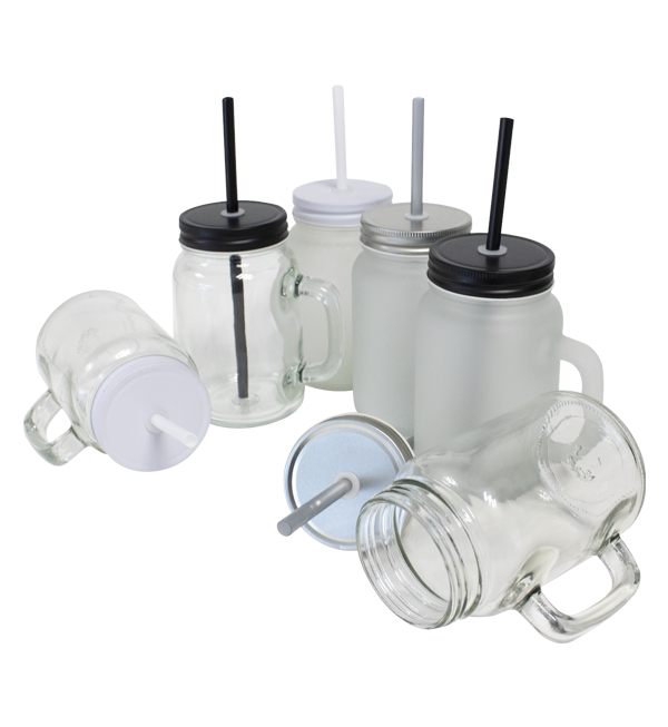 MASON JAR DE VIDRIO CON POPOTE 500ml