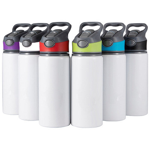 BOTELLA BLANCA DE ALUMINIO "RING W150" DEPORTIVA CON DOBLE BOTÓN 600ml SUBLIMABLE