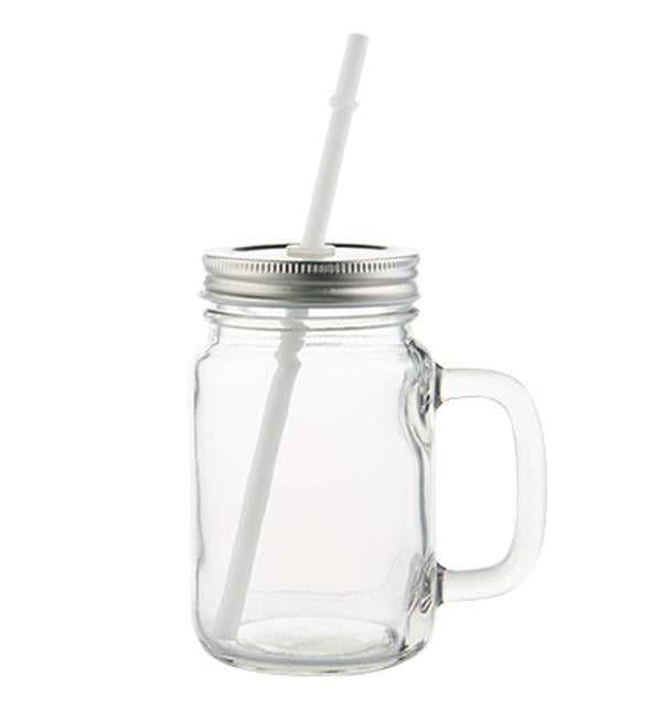 MASON JAR DE VIDRIO CON POPOTE 500ml