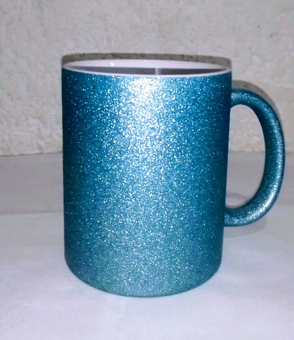 TAZA GLITTER AZUL 11oz