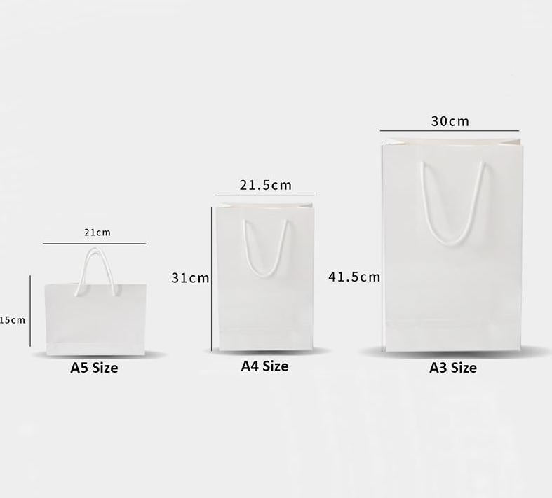 BOLSA GIFT DE CARTON BLANCO CON ASA SUBLIMABLE TAMAÑO A4 A5