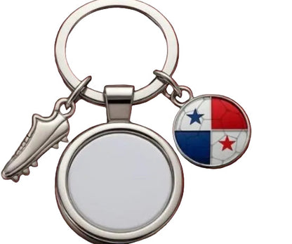LLAVERO METALICO '' PANAMA FUTBOL C/DIJES'' 7,1x3,5 cm SUBLIMABLE