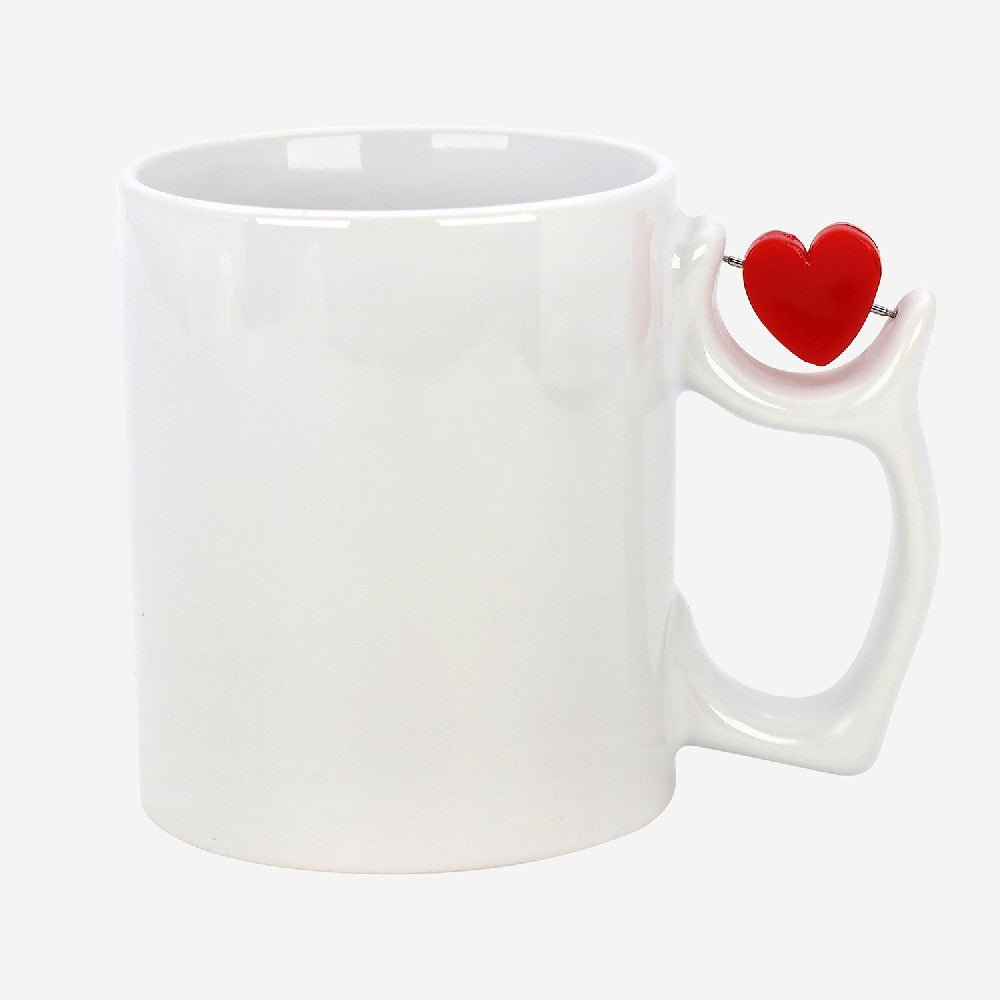 TAZA 11 OZ INTERIOR ROJO ''SPINNER CORAZON'' SUBLIMABLE