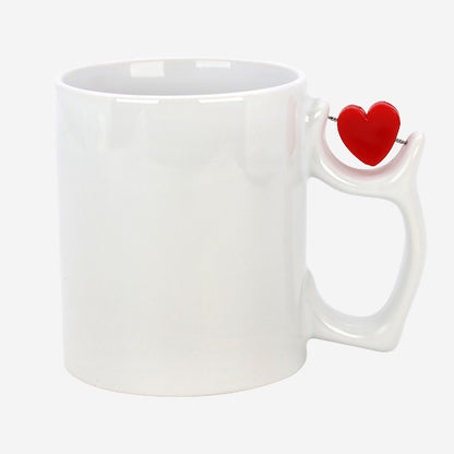 TAZA 11 OZ INTERIOR ROJO ''SPINNER CORAZON'' SUBLIMABLE