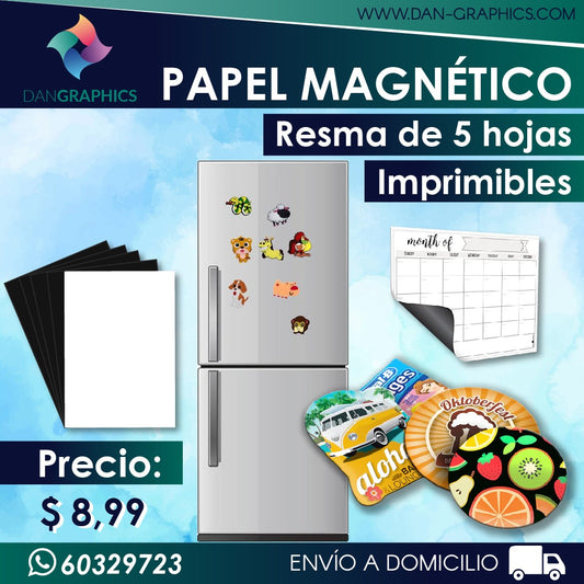 RESMA DE 5 PAPEL MAGNÉTICO IMPRIMIBLE