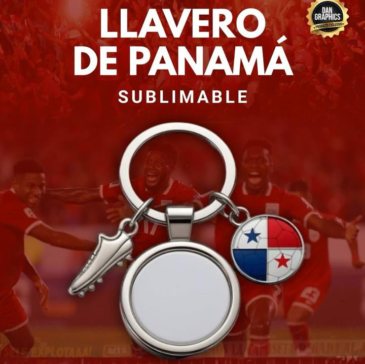 LLAVERO METALICO '' PANAMA FUTBOL C/DIJES'' 7,1x3,5 cm SUBLIMABLE