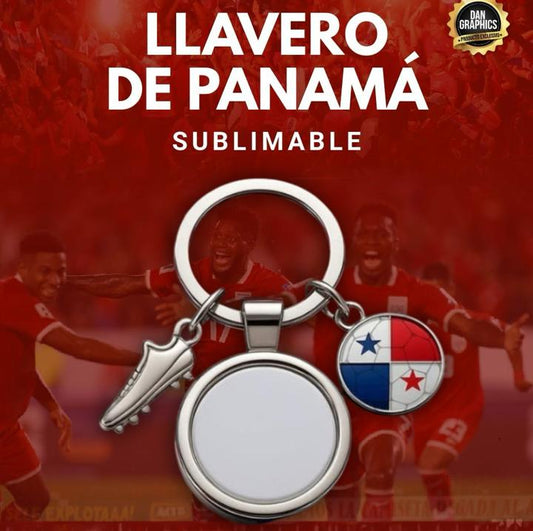 LLAVERO METALICO '' PANAMA FUTBOL C/DIJES'' 7,1x3,5 cm SUBLIMABLE