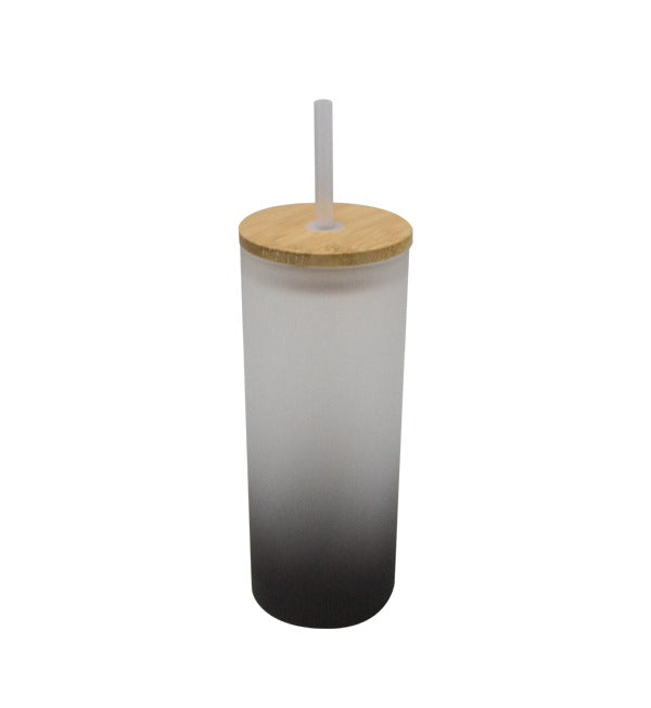 VASO DE VIDRIO GLASEADO TAPA BAMBÚ CON CARRIZO 690ml SUBLIMABLE