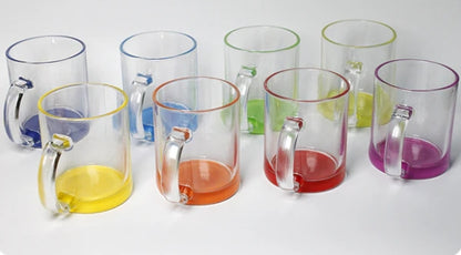 TAZA TRANSPARENTE BASE COLOR 11 OZ SUBLIMABLE