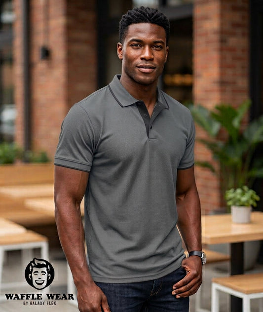 POLO WAFFLE "GRIS" CUELLO LINEA NEGRA CABALLERO