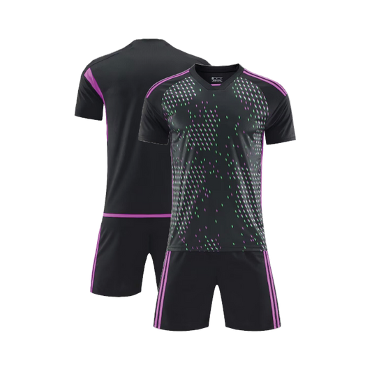 UNIFORME DEPORTIVO NEGRO Y MORADO SUBLIMABLE UA026