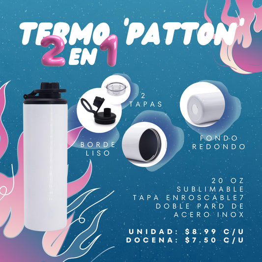 TERMO "PATTON" SUBLIMABLE DOBLE PARED  ACERO INOX 20oz