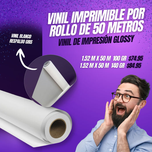 VINIL IMPRIMIBLE POR ROLLO DE 50m