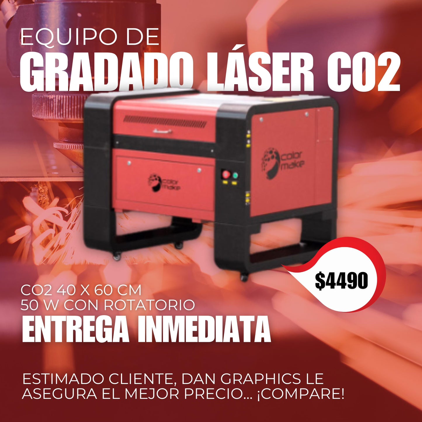 EQUIPO GRABADO LÁSER C02 COLOR MAKE