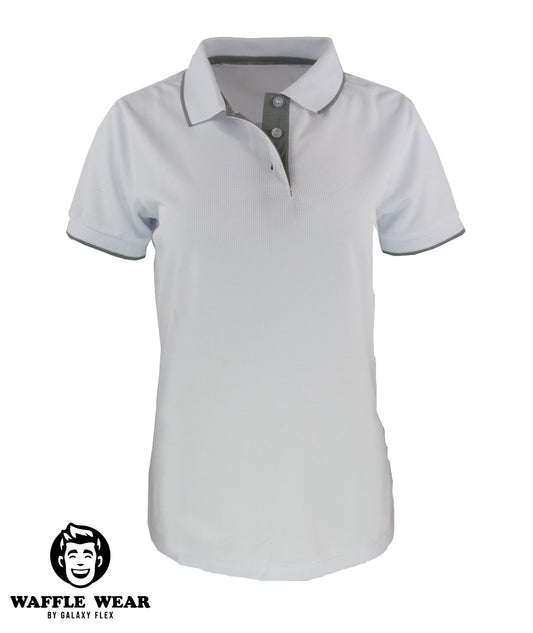 POLO WAFFLE "BLANCO" CUELLO LINEA GRIS DAMA