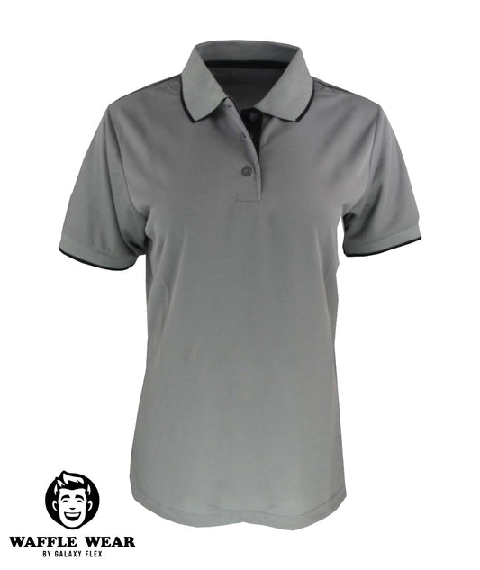 POLO WAFFLE "GRIS" CUELLO LINEA NEGRO DAMA
