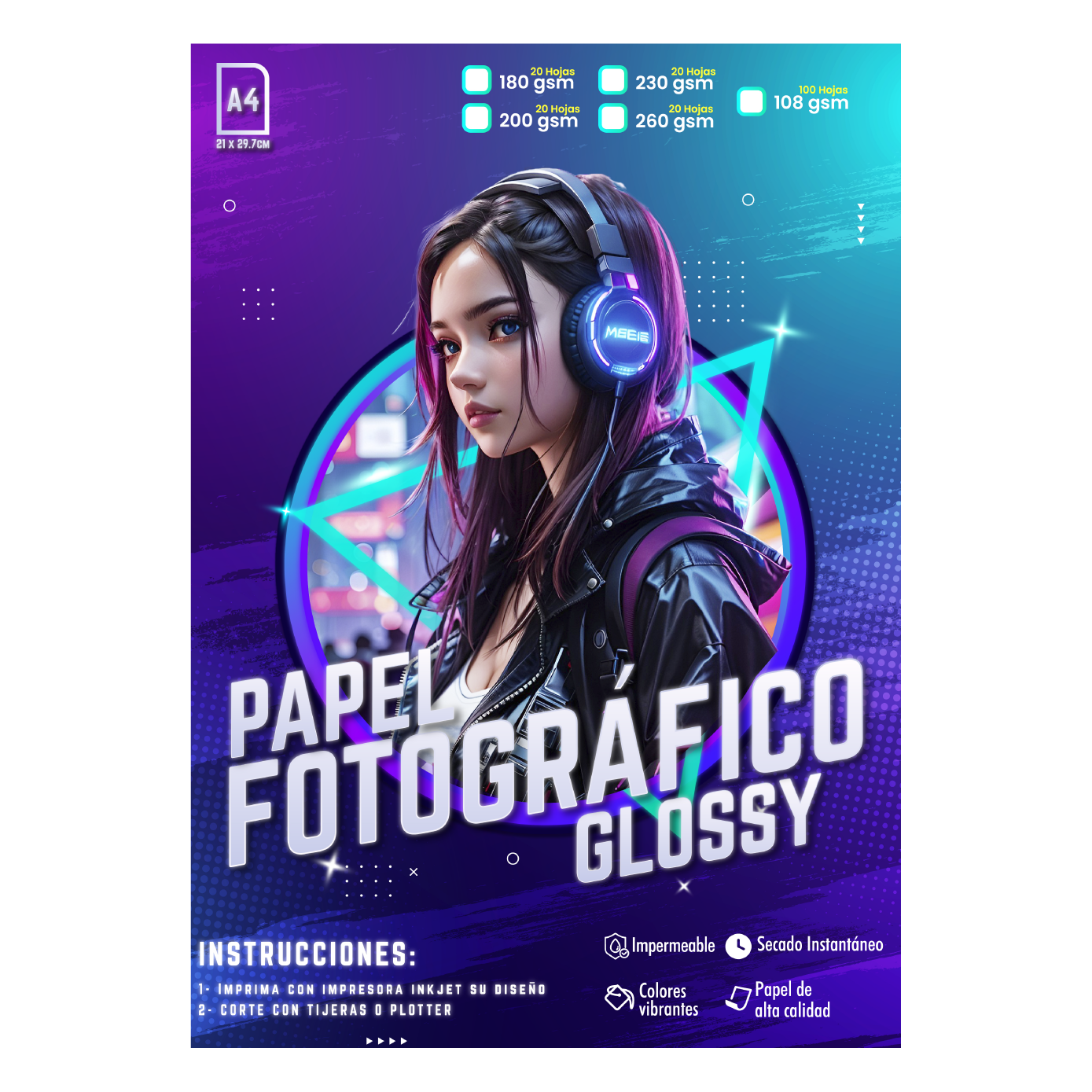 PAPEL FOTOGRÁFICO GLOSSY A4 (NO ADHESIVO)