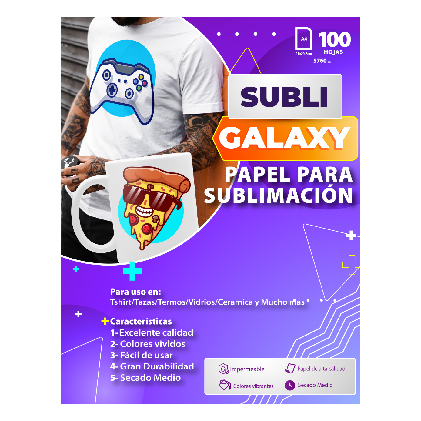 PAPEL GALAXY DE SUBLIMACIÓN SECADO RÁPIDO A4 100gr