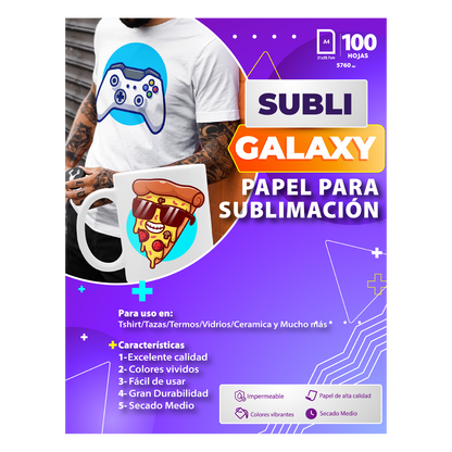 PAPEL GALAXY DE SUBLIMACIÓN SECADO RÁPIDO A4 100gr