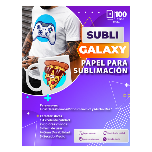 PAPEL GALAXY DE SUBLIMACIÓN SECADO RÁPIDO A4 100gr