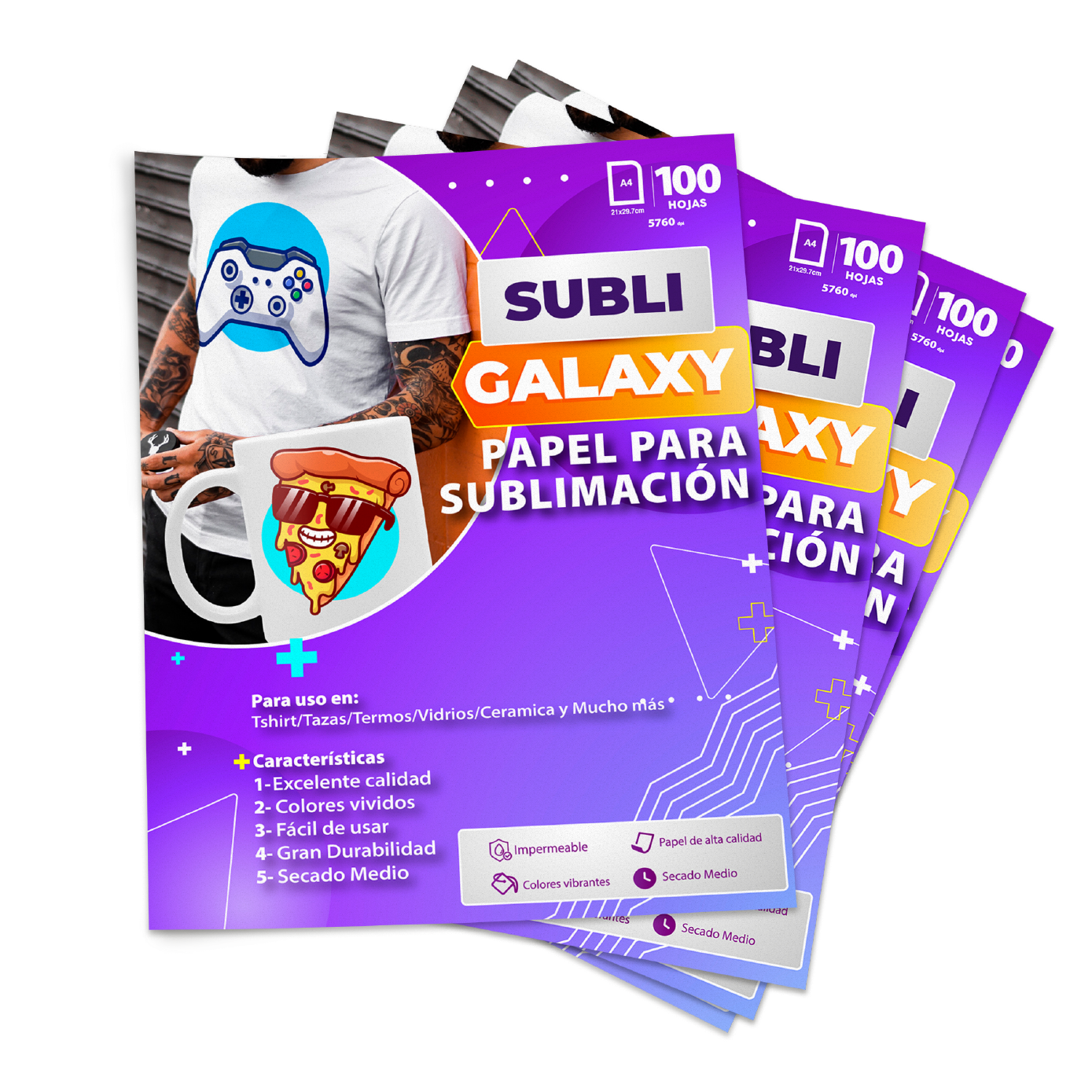 PAPEL GALAXY DE SUBLIMACIÓN SECADO RÁPIDO A4 100gr