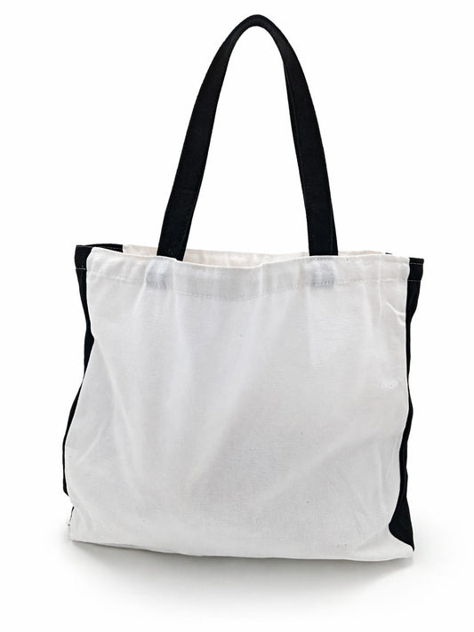 BOLSO CANVA BLANCO CON NEGRO ''PATRICIA'' 40*37*12 cm SUBLIMABLE