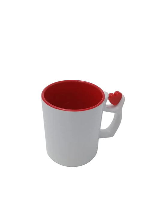 TAZA 11 OZ INTERIOR ROJO ''SPINNER CORAZON'' SUBLIMABLE