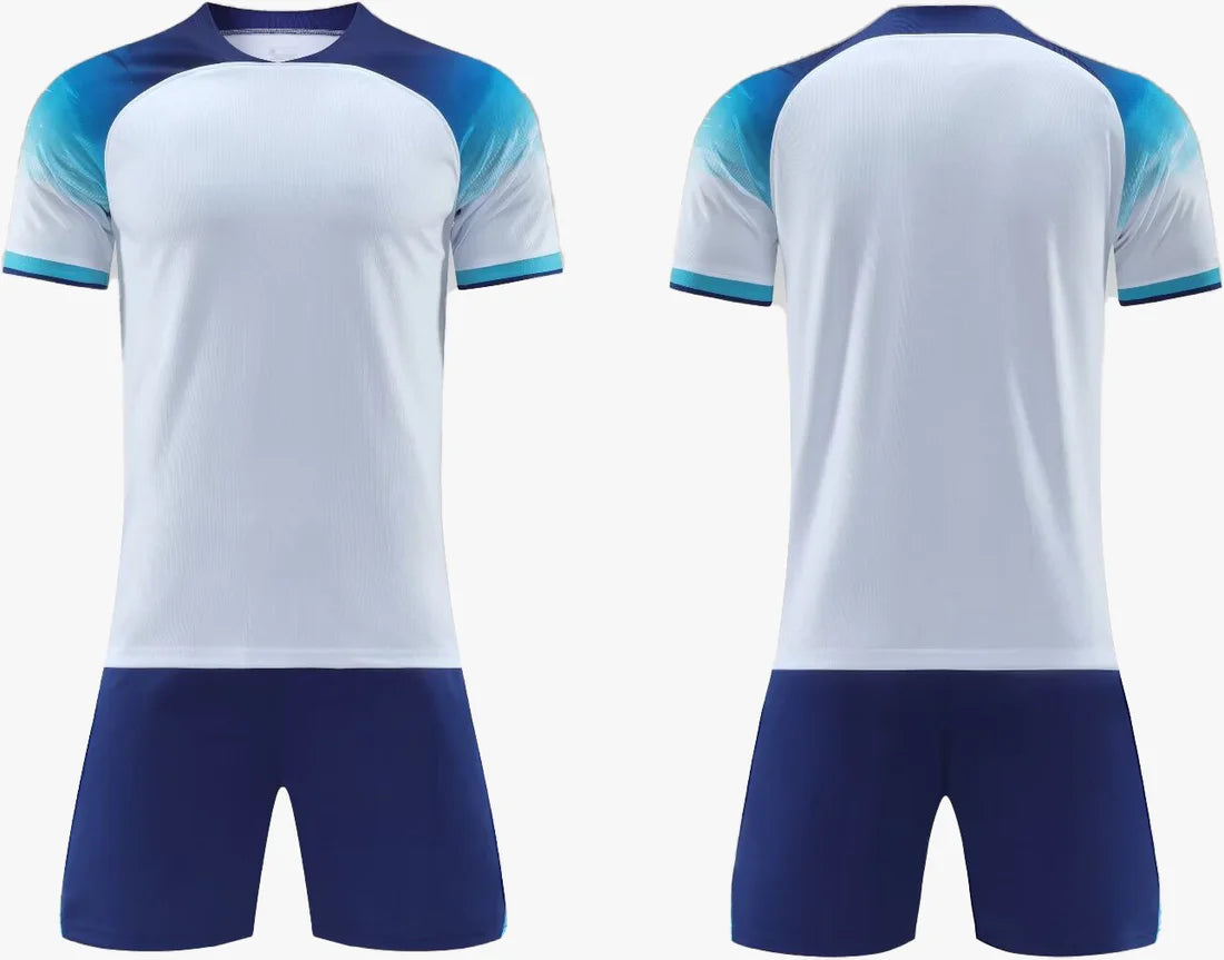 UNIFORME DEPORTIVO NIÑOS BLANCO Y AZUL SUBLIMABLE UK006