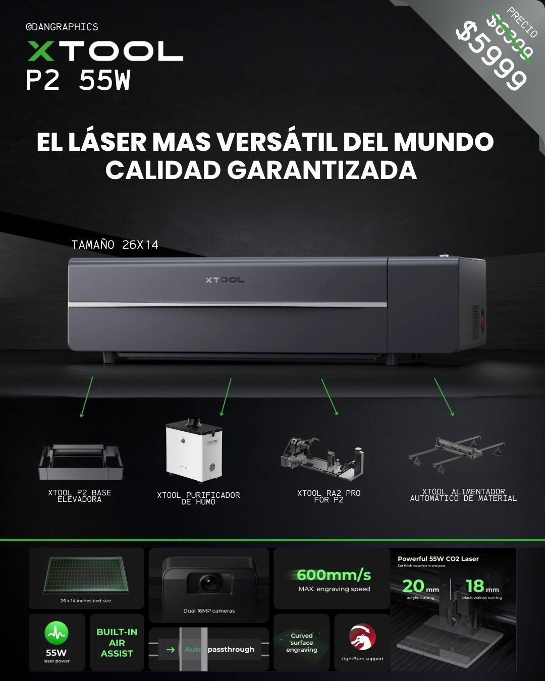 MÁQUINA LÁSER X TOOL P2 DE 55W