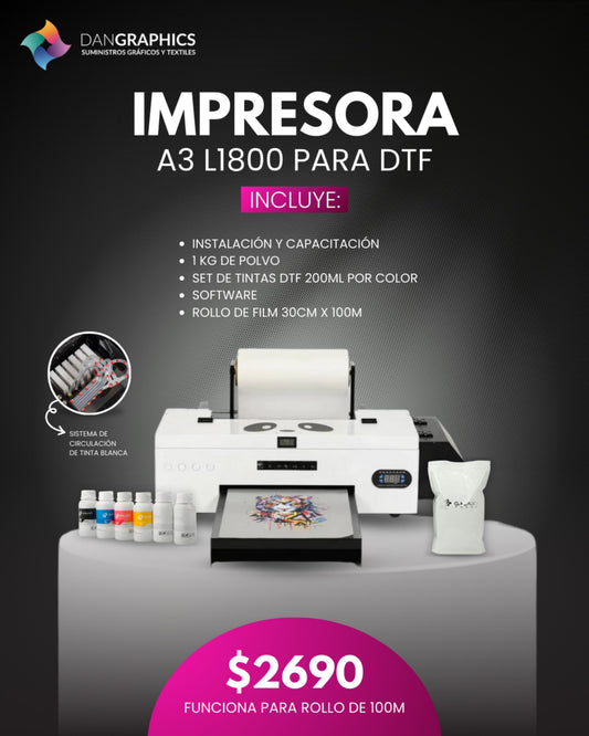 KIT DTF 30cm  L1800 PARA ROLLO