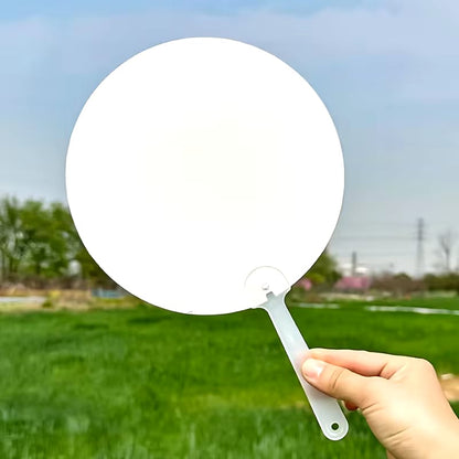 ABANICO TIPO PALETA REDONDO PVC, DOBLE CARA SUBLIMABLE
