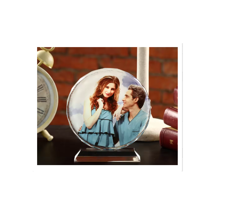 PORTARETRATO/TROFEO ''CIRCULAR'' CRISTAL (14.5x14.5x1.5cm) SUBLIMABLE