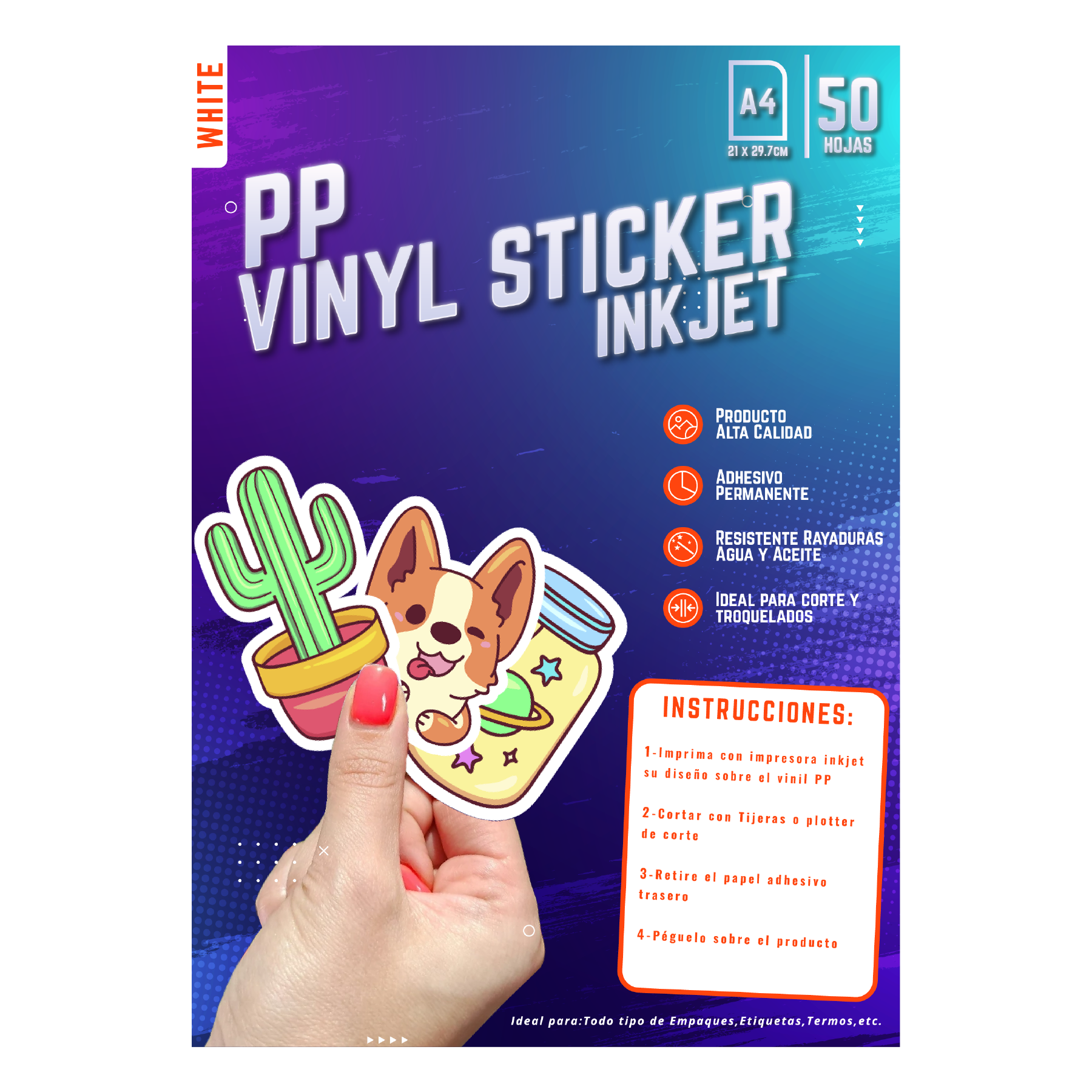 Sticker Inject Friendly PP VINIL ADHESIVO PET STICKER IMPRIMIBLE (INKJET) – DAN GRAPHICS