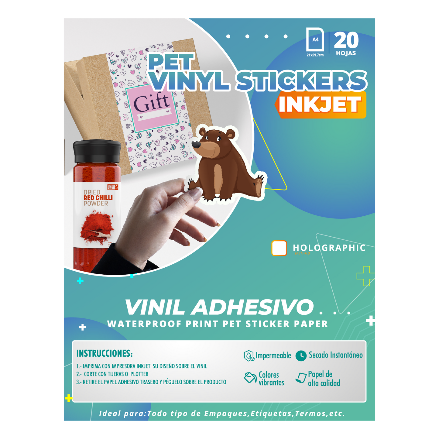 VINIL ADHESIVO PET STICKER IMPRIMIBLE (INKJET)