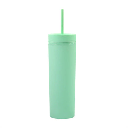 SKINNY TUMBLER MATTE DE PLÁSTICO CON POPOTE 16oz